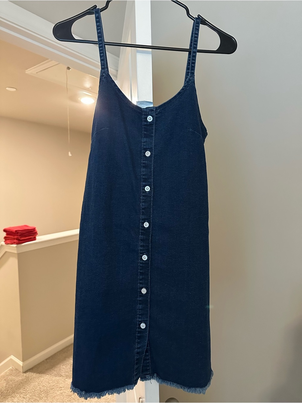 Women's Dark Blue Button-Front Denim Dress